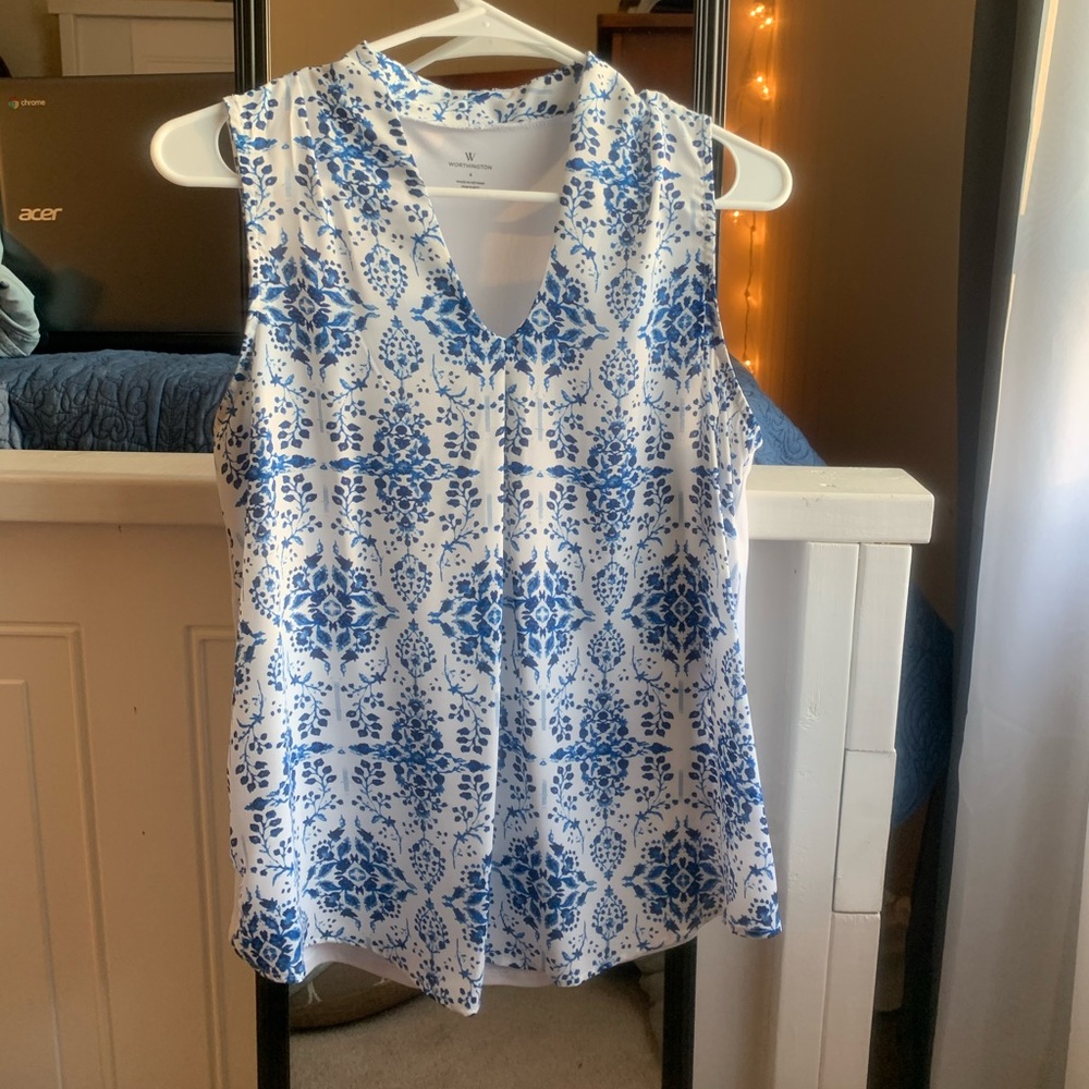 Blue/White Blouse